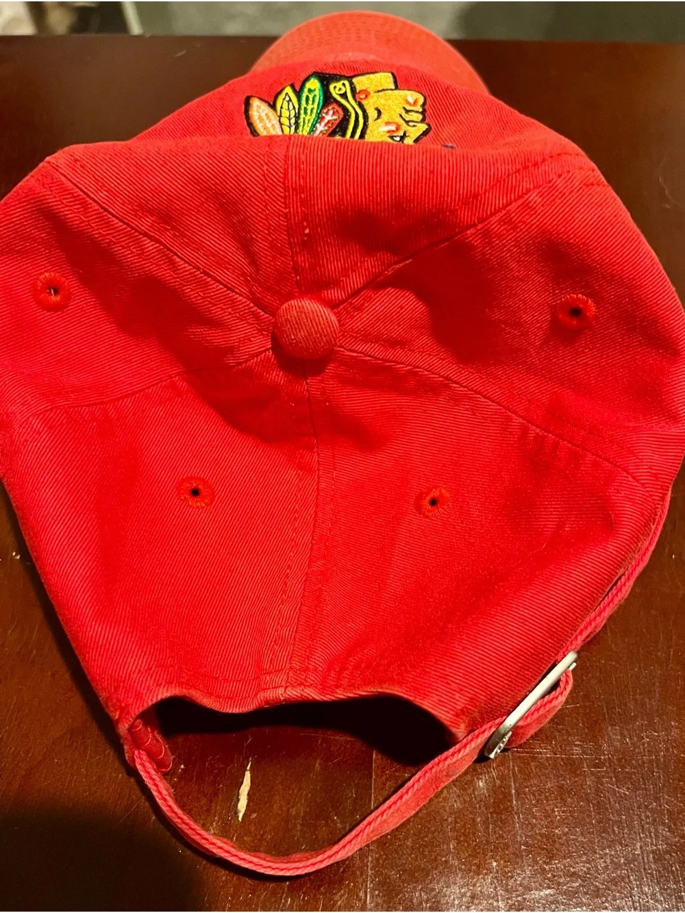 Reebok Red Baseball Cap with Multicolor Feather Patch